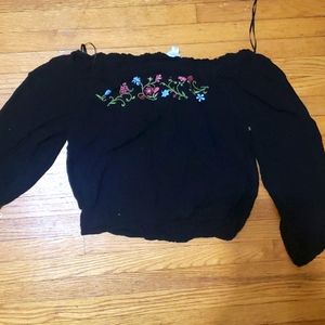 Black off the shoulder shirt